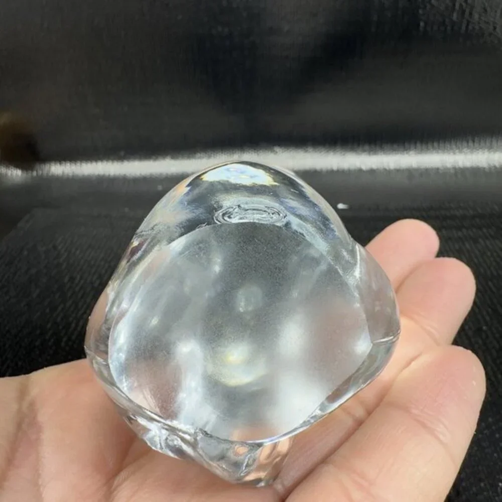 Vintage Fenton Clear Glass Bear Figurine‎ Paperweight With Purple Amethyst Stone